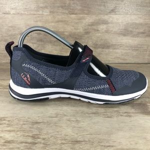LL Bean Back Cove Adjustable Strap Mesh Mary Jane Shoe Flats Blue Gray Women 8.5